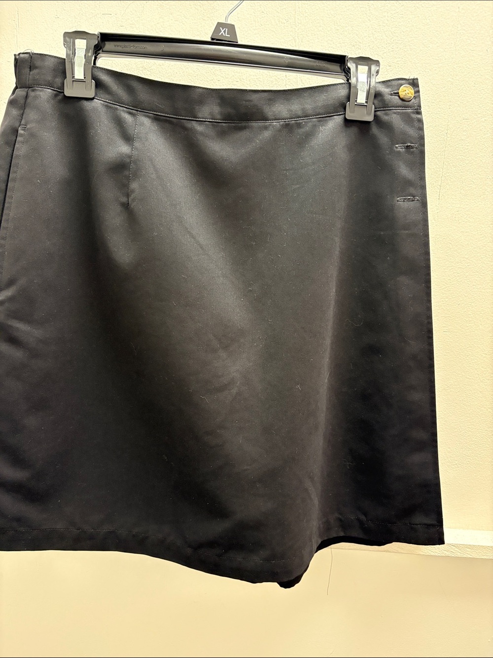 Women’s A-Line Black Skort with Subtle Button Accent